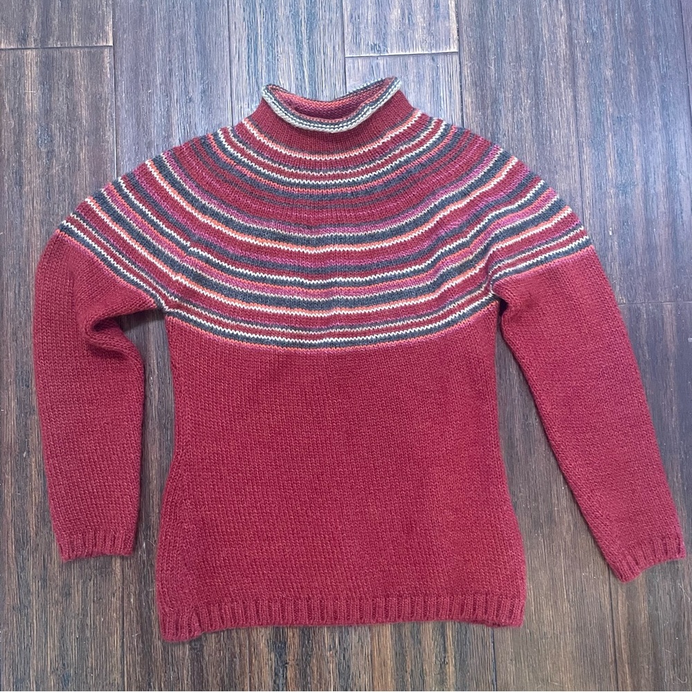 Alpaca 111 Fair Isle Mock Neck Sweater (XS)